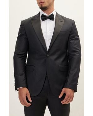 Ron Tomson Trim Fit Peak Lapel Wool & Silk Tuxedo - Black