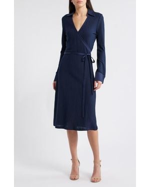 BOSS Ellarie Rib Long Sleeve Dress - Blue