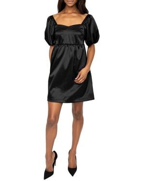 Gibsonlook Puff Sleeve Satin Minidress - Black