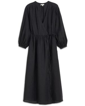 Alex Mill Lauren Long Sleeve Linen Wrap Dress - Black