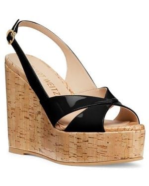 Stuart Weitzman Carmen Wedge Sandal - Black