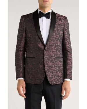 John Varvatos Geometric Patterned Shawl Lapel Dinner Jacket - Brown