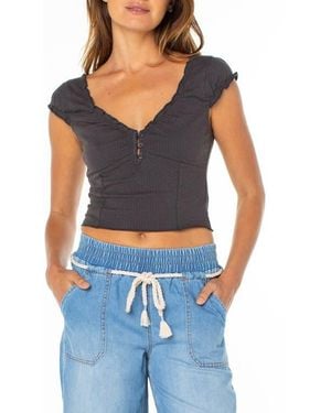 Roxy Moonglow Stretch Cotton Crop Top - Blue