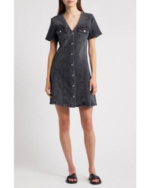 Rails Saratoga Button Front Denim Minidress - Blue