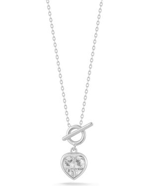 Sphera Milano Cubic Zirconia Heart Toggle Pendant Necklace - Metallic