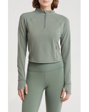 90 Degrees Karina Crop Half Zip Pullover - Green