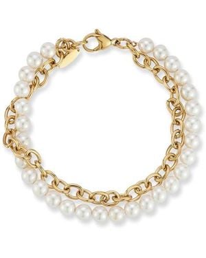 YIELD OF MEN Faux Pearl & Rolo Chain Layered Bracelet - Metallic