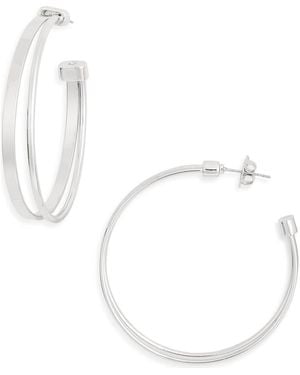 Leith Split Hoop Earrings - White