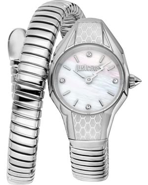 Just Cavalli Vivace Snake Wraparound Bracelet Watch, 22.5Mm X 33Mm - Gray