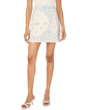 Parker Paisley Cotton Faux Wrap Miniskirt - White