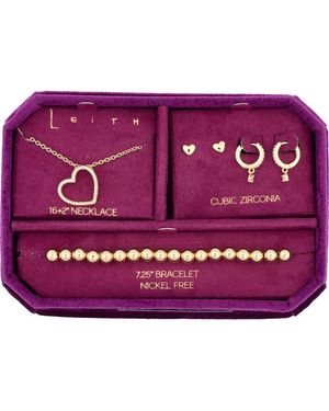 Leith Pavé Crystal Chain Necklace, Earrings & Bracelet Set - Purple
