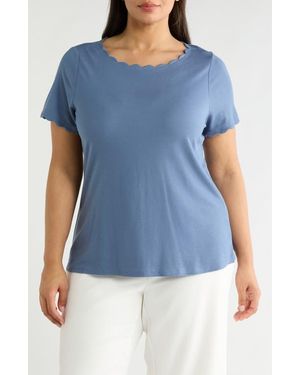 Tahari Scallop T-Shirt - Blue