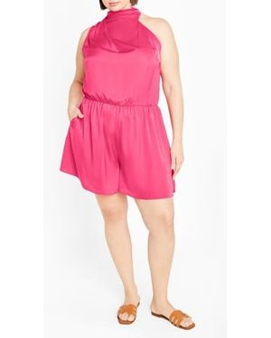 City Chic Kiana Sleeveless Playsuit - Pink