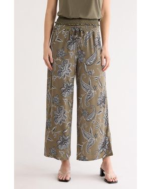 Ellen Tracy Smocked Crop Pants - Gray