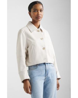 Nordstrom Crop Leather Jacket - White