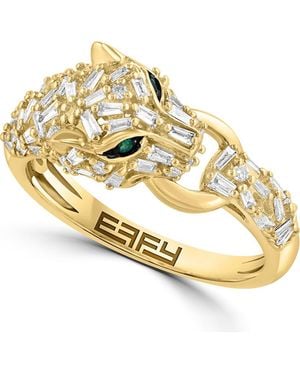 Effy Sterling Plated Diamond & Emerald Ring - Metallic