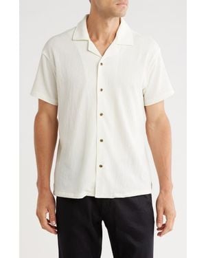 Tahari Cuban Textured Camp Shirt - Natural