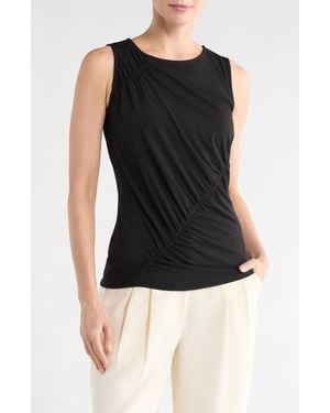 Catherine Malandrino Side Ruched Sleeveless Top - Black