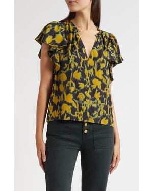 Ulla Johnson Lilo Flutter Sleeve Top - Multicolor
