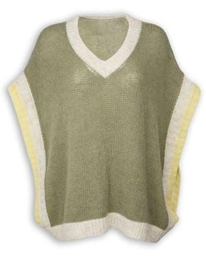 Saachi Striped V-Neck Sweater - Green
