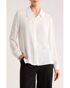 Gemma Jane Lace Trim Button-Up Shirt - White