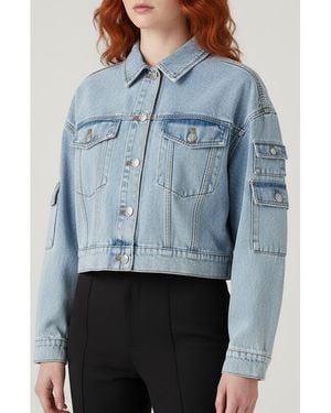 Bebe The Cargo Crop Denim Jacket - Blue