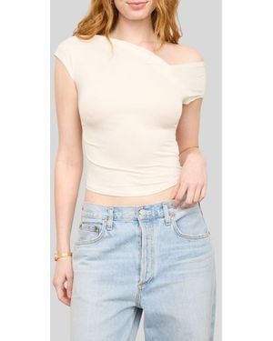 Blu Pepper Asymmetrical Neckline Knit Top - Blue