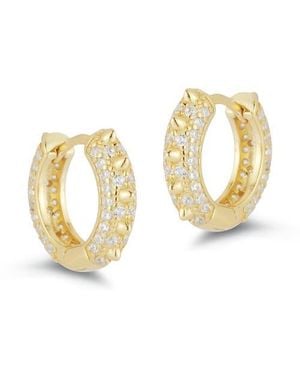 Glaze Jewelry Cubic Zirconia Spike Huggie Hoop Earrings - Metallic