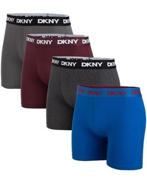 DKNY Cotton Stretch Pack Of 4 Boxer Briefs - Blue