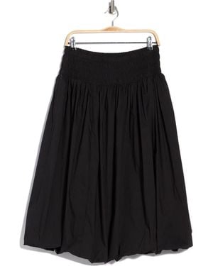 Tahari Smocked Waist Bubble Hem Pull-On Skirt - Black