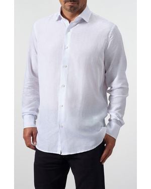 STUDIO GARNET LOS ANGELES Linen & Tencel Button Up Shirt - White