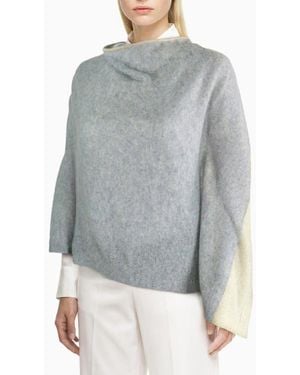 Portolano Colorblock Cashmere Poncho - Gray