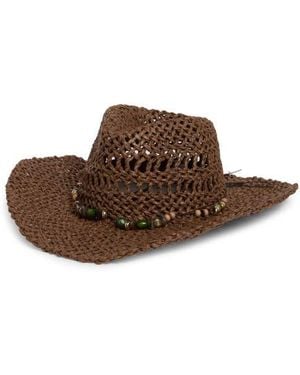 Steve Madden Lei Beaded Western Hat - Brown