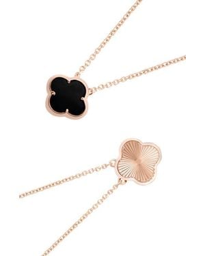 Adornia Set Of 2 Clover Pendant Necklaces - Black