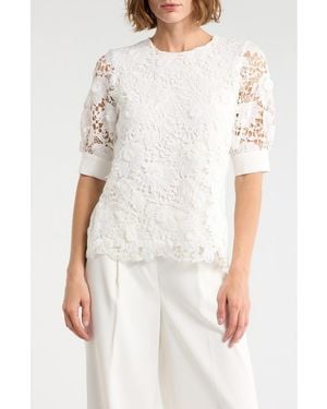 Tahari The Estella Lace Top - White