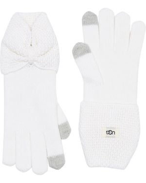 UGG Bow Wool Blend Tech Glove - White