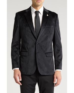 Tahari Slim Fit Velour Blazer - Black