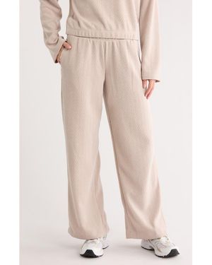 90 Degrees Herringbone Wide Leg Pull-On Pants - Natural