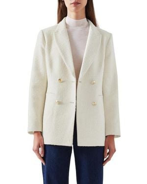 LK Bennett Mariner Double Breasted Tweed Blazer - Natural