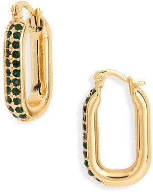 Kurt Geiger Pavé Crystal Oval Hoop Earrings - Metallic