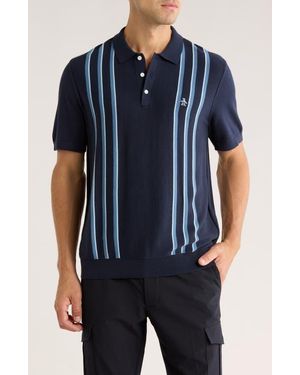 Original Penguin Vertical Stripe Cotton Knit Polo - Blue
