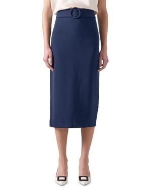 LK Bennett Klaudia Belted Midi Pencil Skirt - Blue