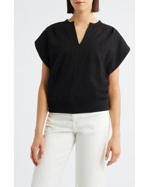 Wit & Wisdom Extended Shoulder Notch Neck Top - Black