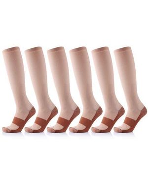 Extreme Fit Pack Of 6 Copper Infused Knee High Socks - White