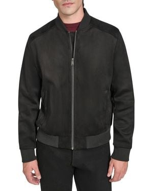 Cole Haan Faux Suede Bomber Jacket - Black