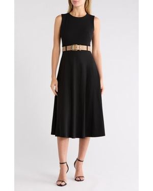 Calvin Klein Scuba Knit Sheath Midi Dress - Black