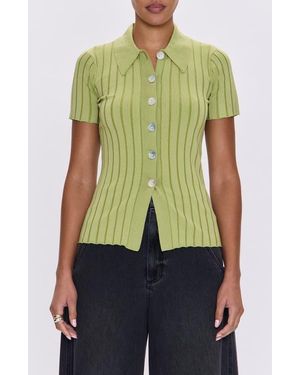 Pistola Dominque Rib Short Sleeve Button-Up Shirt - Green