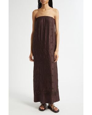 A.L.C. Dalia Eyelet Strapless Maxi Dress - Brown