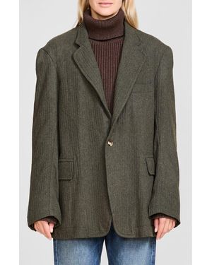 Denimist Deconstructed Wool Blend Blazer - Green