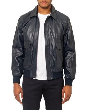 PINOPORTE Leather Bomber Jacket - Black